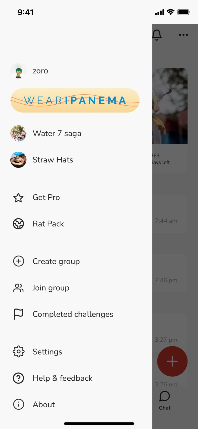 Menu interface